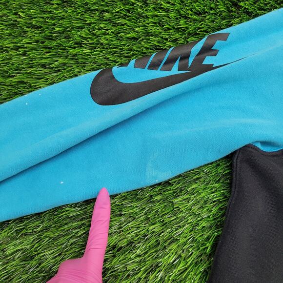 NIKE Swoosh Hoodie Womens Small 20x24 Black Spellout - Picture 6 of 15